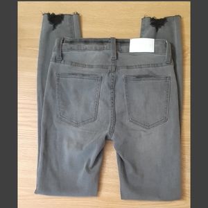 Pistola Audrey Mid-Rise Skinny Raw Hems Distressed Gray 24